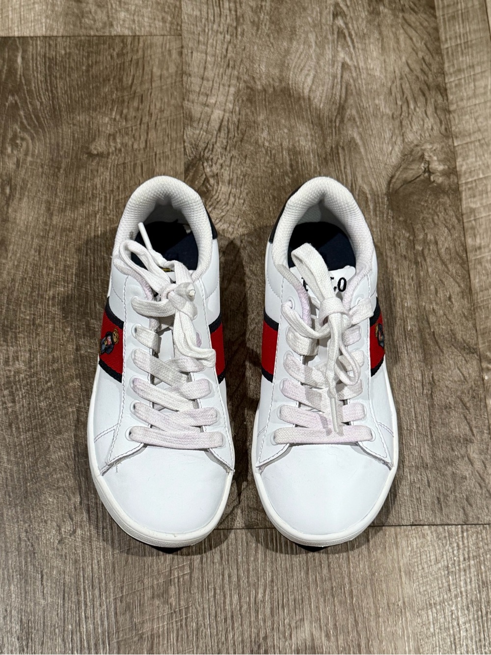 Polo Ralph Lauren Quilton Bear Shoes White Low Top Sneakers Size 2